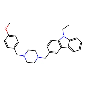 9-Ethyl-3-[[4-[(4-methoxyphenyl)methyl]piperazin-1-yl]methyl]carbazole structure