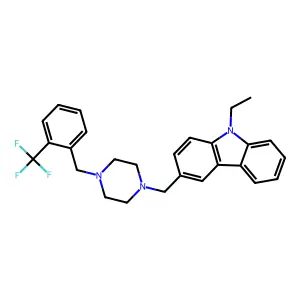 9-Ethyl-3-[[4-[[2-(trifluoromethyl)phenyl]methyl]piperazin-1-yl]methyl]carbazole structure