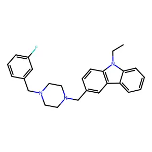 9-Ethyl-3-[[4-[(3-fluorophenyl)methyl]piperazin-1-yl]methyl]carbazole structure