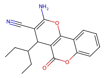 2-amino-5-oxo-4-(pentan-3-yl)-4H,5H-pyrano[3,2-c]chromene-3-carbonitrile structure