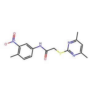 2-((4,6-Dimethylpyrimidin-2-yl)thio)-N-(4-methyl-3-nitrophenyl)acetamide structure