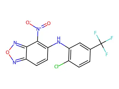 N-[2-chloro-5-(trifluoromethyl)phenyl]-4-nitro-2,1,3-benzoxadiazol-5-amine structure
