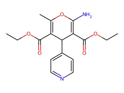 diethyl 2-amino-6-methyl-4-(pyridin-4-yl)-4H-pyran-3,5-dicarboxylate structure