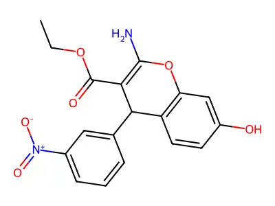 ethyl 2-amino-7-hydroxy-4-(3-nitrophenyl)-4H-chromene-3-carboxylate structure