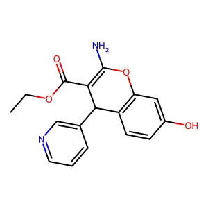 ethyl 2-amino-7-hydroxy-4-(pyridin-3-yl)-4H-chromene-3-carboxylate structure