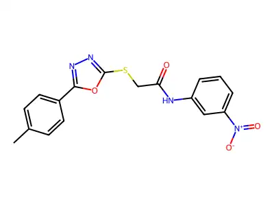N-(3-Nitrophenyl)-2-((5-(p-tolyl)-1,3,4-oxadiazol-2-yl)thio)acetamide structure