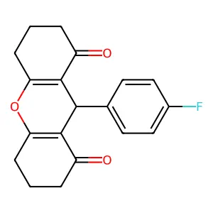 9-(4-fluorophenyl)-3,4,5,6,7,9-hexahydro-1H-xanthene-1,8(2H)-dione structure