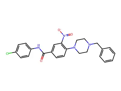 4-(4-benzylpiperazin-1-yl)-N-(4-chlorophenyl)-3-nitrobenzamide structure