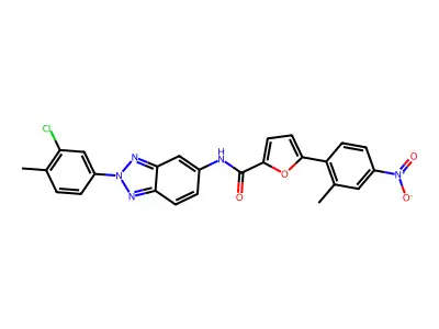N-(2-(3-Chloro-4-methylphenyl)-2H-benzo[d][1,2,3]triazol-5-yl)-5-(2-methyl-4-nitrophenyl)furan-2-carboxamide structure