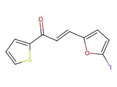(E)-3-(5-iodofuran-2-yl)-1-thiophen-2-ylprop-2-en-1-one structure