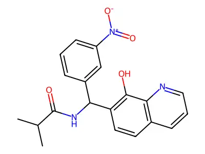 N-[(8-Hydroxy-7-quinolinyl)(3-nitrophenyl)methyl]-2-methylpropanamide structure