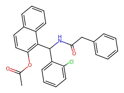 Acetic acid 1-[(2-chloro-phenyl)-phenylacetylamino-methyl]-naphthalen-2-yl ester structure