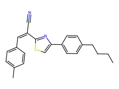 2-[4-(4-Butylphenyl)-1,3-thiazol-2-yl]-3-(4-methylphenyl)acrylonitrile structure