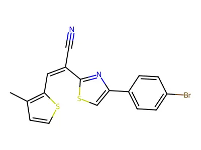 (Z)-2-(4-(4-bromophenyl)thiazol-2-yl)-3-(3-methylthiophen-2-yl)acrylonitrile structure
