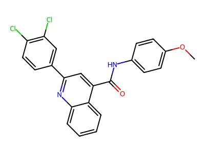 2-(3,4-dichlorophenyl)-N-(4-methoxyphenyl)quinoline-4-carboxamide structure