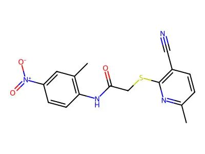 2-((3-Cyano-6-methylpyridin-2-yl)thio)-N-(2-methyl-4-nitrophenyl)acetamide structure