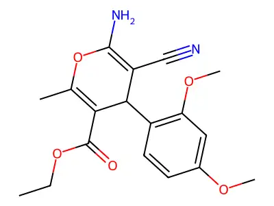 ethyl 6-amino-5-cyano-4-(2,4-dimethoxyphenyl)-2-methyl-4H-pyran-3-carboxylate structure