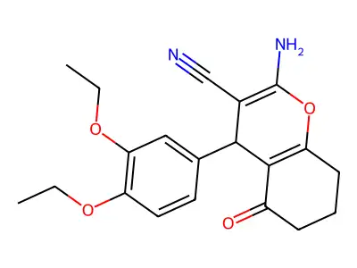 2-amino-4-(3,4-diethoxyphenyl)-5-oxo-5,6,7,8-tetrahydro-4H-chromene-3-carbonitrile structure