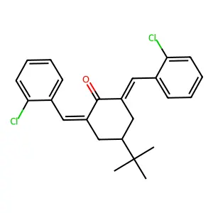 4-Tert-butyl-2,6-bis(2-chlorobenzylidene)cyclohexanone structure