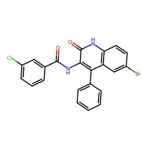 N-(6-bromo-2-oxo-4-phenyl-1,2-dihydroquinolin-3-yl)-3-chlorobenzamide structure