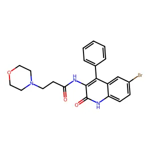N-(6-bromo-2-oxo-4-phenyl-1H-quinolin-3-yl)-3-morpholin-4-ylpropanamide structure