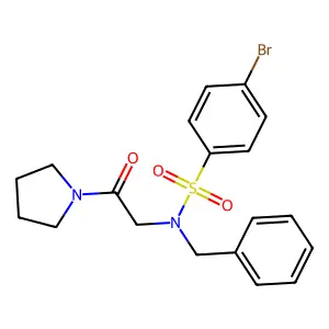N-benzyl-4-bromo-N-(2-oxo-2-pyrrolidin-1-ylethyl)benzenesulfonamide structure