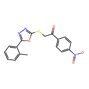 1-(4-Nitrophenyl)-2-((5-(o-tolyl)-1,3,4-oxadiazol-2-yl)thio)ethanone structure