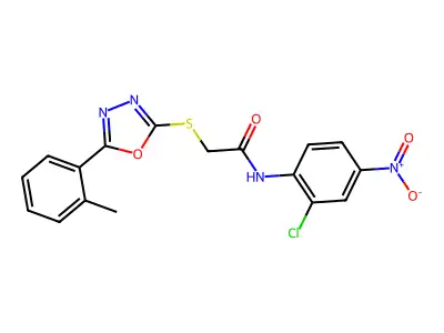 N-(2-Chloro-4-nitrophenyl)-2-((5-(o-tolyl)-1,3,4-oxadiazol-2-yl)thio)acetamide structure
