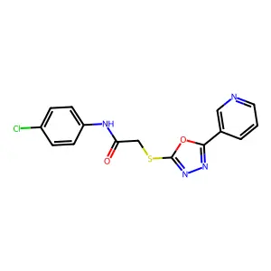 N-(4-chlorophenyl)-2-{[5-(pyridin-3-yl)-1,3,4-oxadiazol-2-yl]sulfanyl}acetamide structure