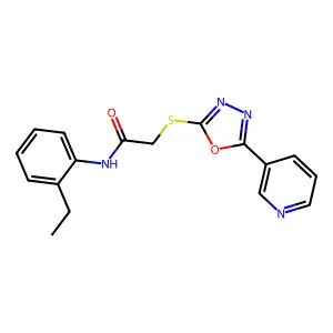 N-(2-ethylphenyl)-2-{[5-(pyridin-3-yl)-1,3,4-oxadiazol-2-yl]sulfanyl}acetamide structure