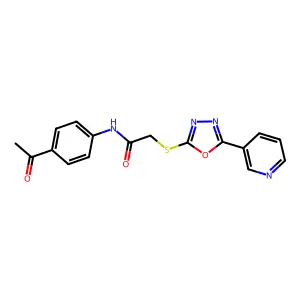 N-(4-acetylphenyl)-2-((5-(pyridin-3-yl)-1,3,4-oxadiazol-2-yl)thio)acetamide structure