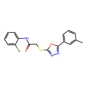 N-(2-Bromophenyl)-2-((5-(m-tolyl)-1,3,4-oxadiazol-2-yl)thio)acetamide structure