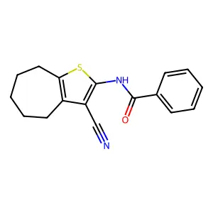 N-(3-cyano-5,6,7,8-tetrahydro-4H-cyclohepta[b]thiophen-2-yl)benzamide structure
