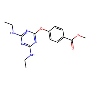 Methyl 4-{[4,6-bis(ethylamino)-1,3,5-triazin-2-yl]oxy}benzoate structure