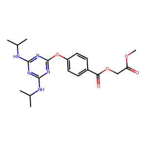 2-Methoxy-2-oxoethyl 4-{[4,6-bis(isopropylamino)-1,3,5-triazin-2-yl]oxy}benzoate structure