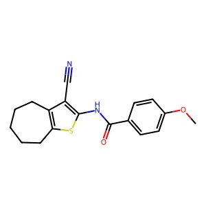 N-(3-cyano-5,6,7,8-tetrahydro-4H-cyclohepta[b]thiophen-2-yl)-4-methoxybenzamide structure