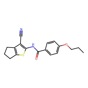 N-(3-cyano-5,6-dihydro-4H-cyclopenta[b]thiophen-2-yl)-4-propoxybenzamide structure