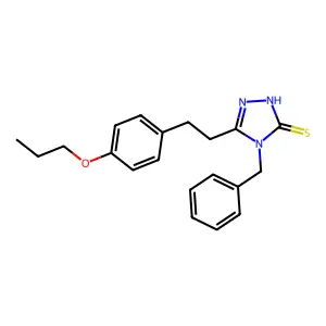 4-(phenylmethyl)-3-[2-(4-propoxyphenyl)ethyl]-1H-1,2,4-triazole-5-thione structure