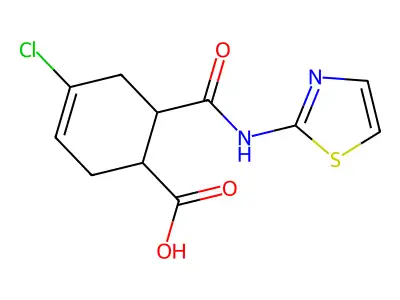 4-Chloro-6-(thiazol-2-ylcarbamoyl)-cyclohex-3-enecarboxylic acid structure