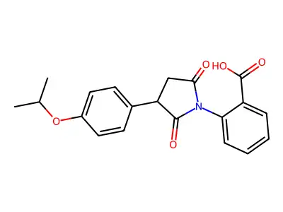 2-{2,5-Dioxo-3-[4-(propan-2-yloxy)phenyl]pyrrolidin-1-yl}benzoic acid structure