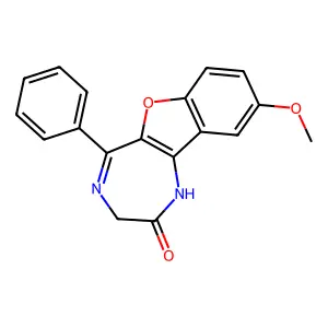 9-Methoxy-5-phenyl-1,3-dihydro-[1]benzofuro[3,2-e][1,4]diazepin-2-one structure