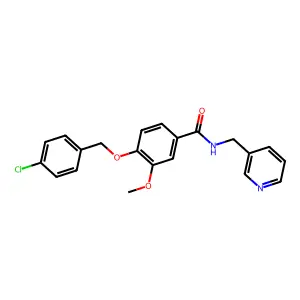4-[(4-chlorophenyl)methoxy]-3-methoxy-N-(pyridin-3-ylmethyl)benzamide structure