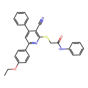 2-((3-Cyano-6-(4-ethoxyphenyl)-4-phenylpyridin-2-yl)thio)-N-phenylacetamide structure