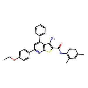 3-amino-N-(2,4-dimethylphenyl)-6-(4-ethoxyphenyl)-4-phenylthieno[2,3-b]pyridine-2-carboxamide structure