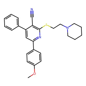 6-(4-Methoxyphenyl)-4-phenyl-2-((2-(piperidin-1-yl)ethyl)thio)nicotinonitrile structure
