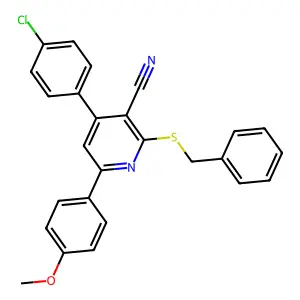 2-(Benzylsulfanyl)-4-(4-chlorophenyl)-6-(4-methoxyphenyl)nicotinonitrile structure
