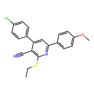 4-(4-Chlorophenyl)-2-(ethylsulfanyl)-6-(4-methoxyphenyl)nicotinonitrile structure