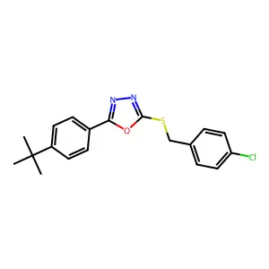 2-(4-Tert-butylphenyl)-5-[(4-chlorophenyl)methylsulfanyl]-1,3,4-oxadiazole structure