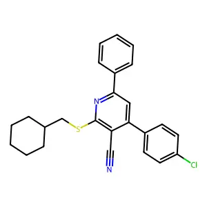 4-(4-Chlorophenyl)-2-[(cyclohexylmethyl)sulfanyl]-6-phenylnicotinonitrile structure