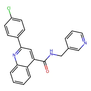 2-(4-chlorophenyl)-N-(pyridin-3-ylmethyl)quinoline-4-carboxamide structure